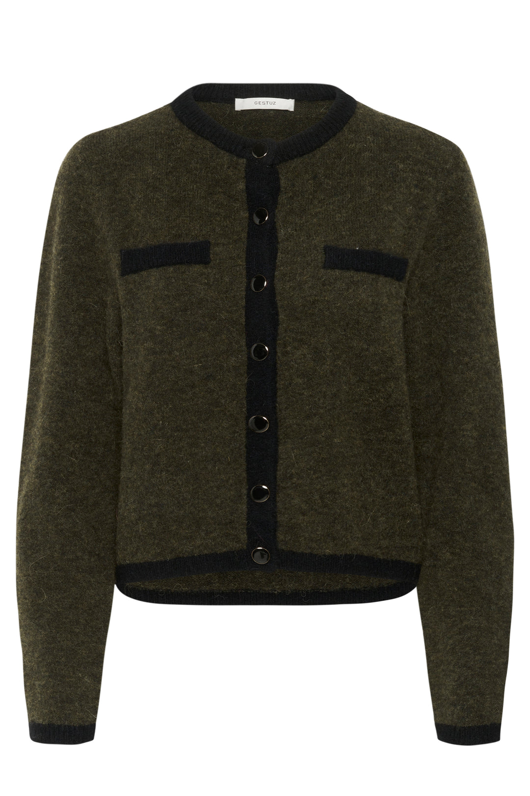 Gestuz Alpha Contrast Cardi - Olive