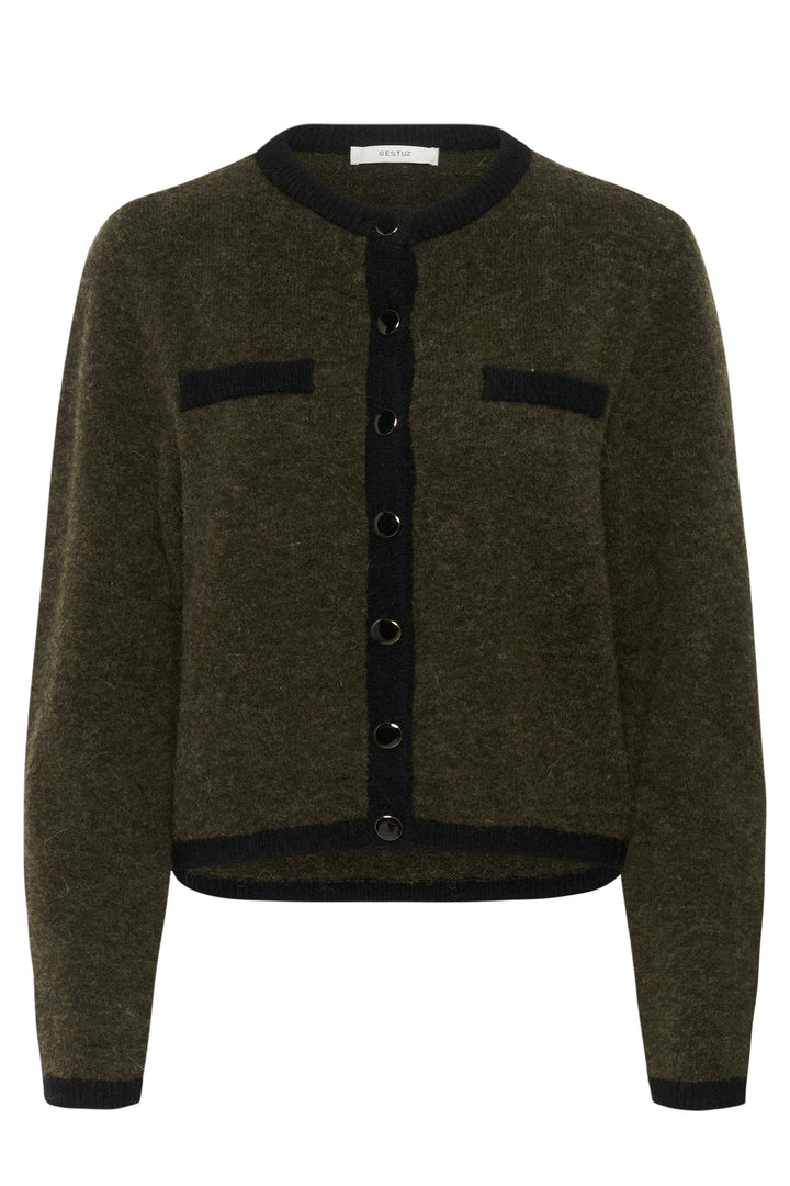 Gestuz Alpha Contrast Cardi - Olive