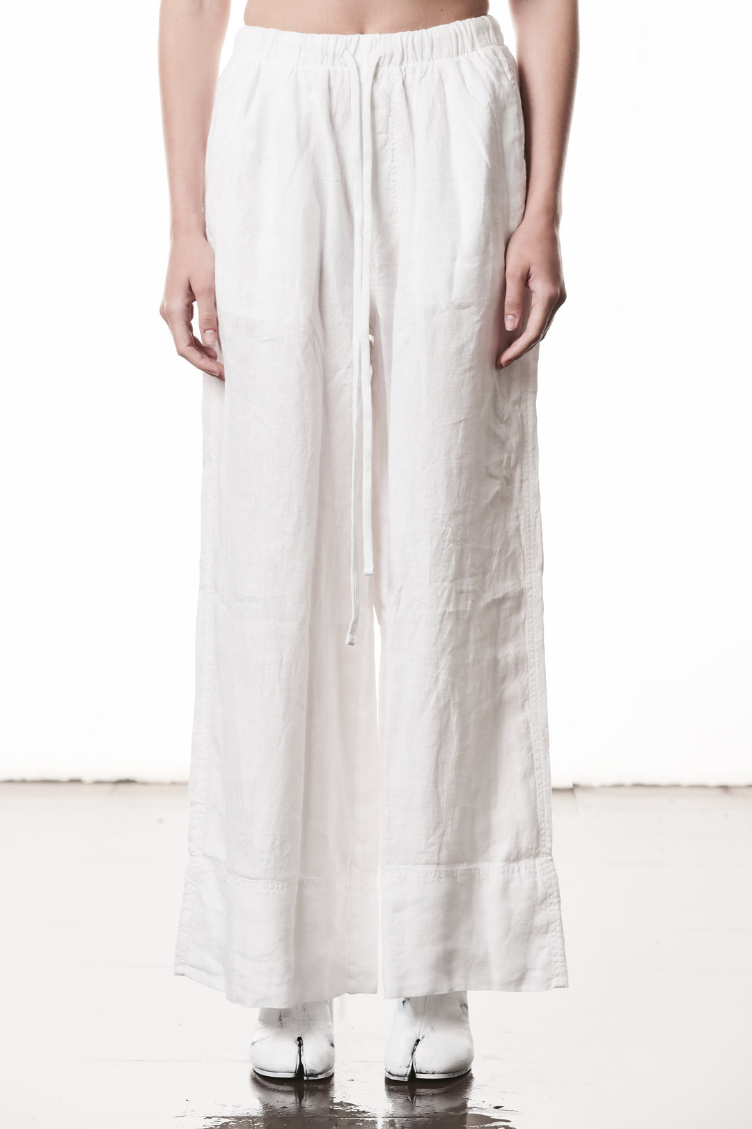 Thom Krom Wide Leg Linen Trousers - Off White