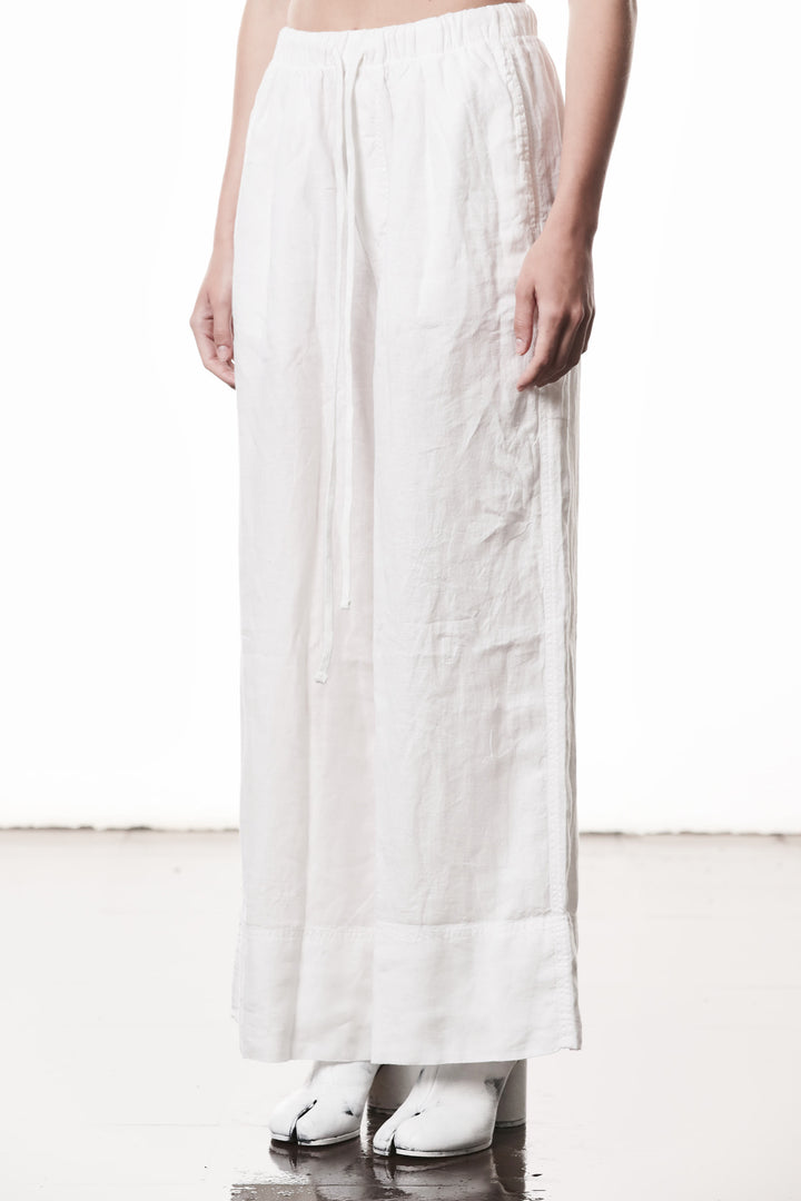 Thom Krom Wide Leg Linen Trousers - Off White