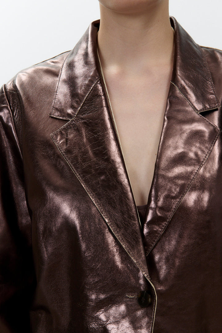Alysi Shine Leather Blazer