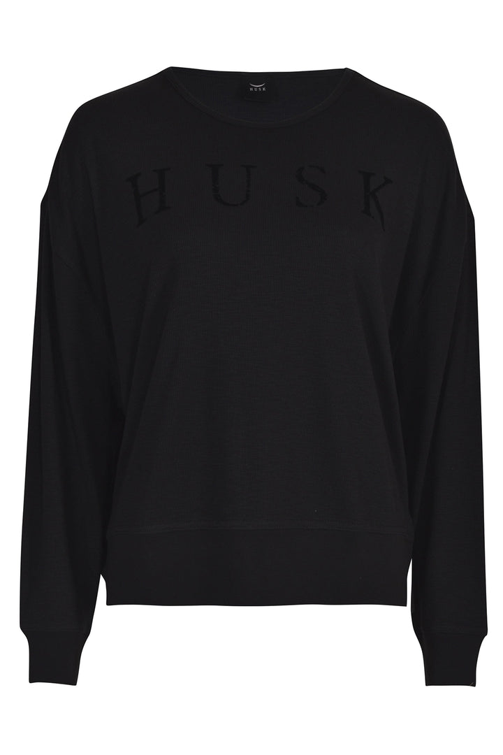 Husk FLOCKED TEE - Black