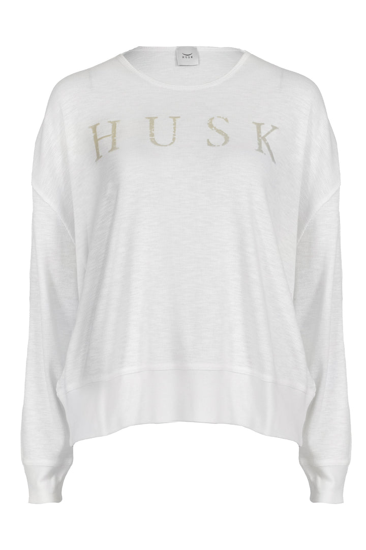 Husk FLOCKED TEE - White