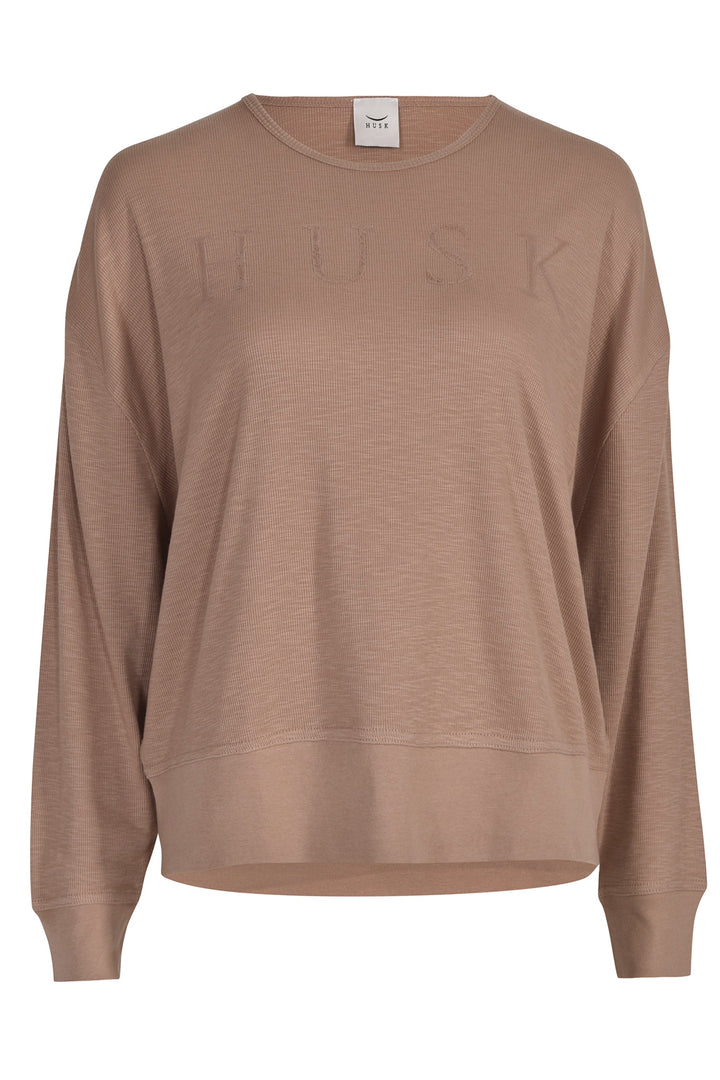 Husk FLOCKED TEE - Nutmeg