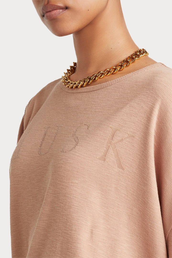 Husk FLOCKED TEE - Nutmeg