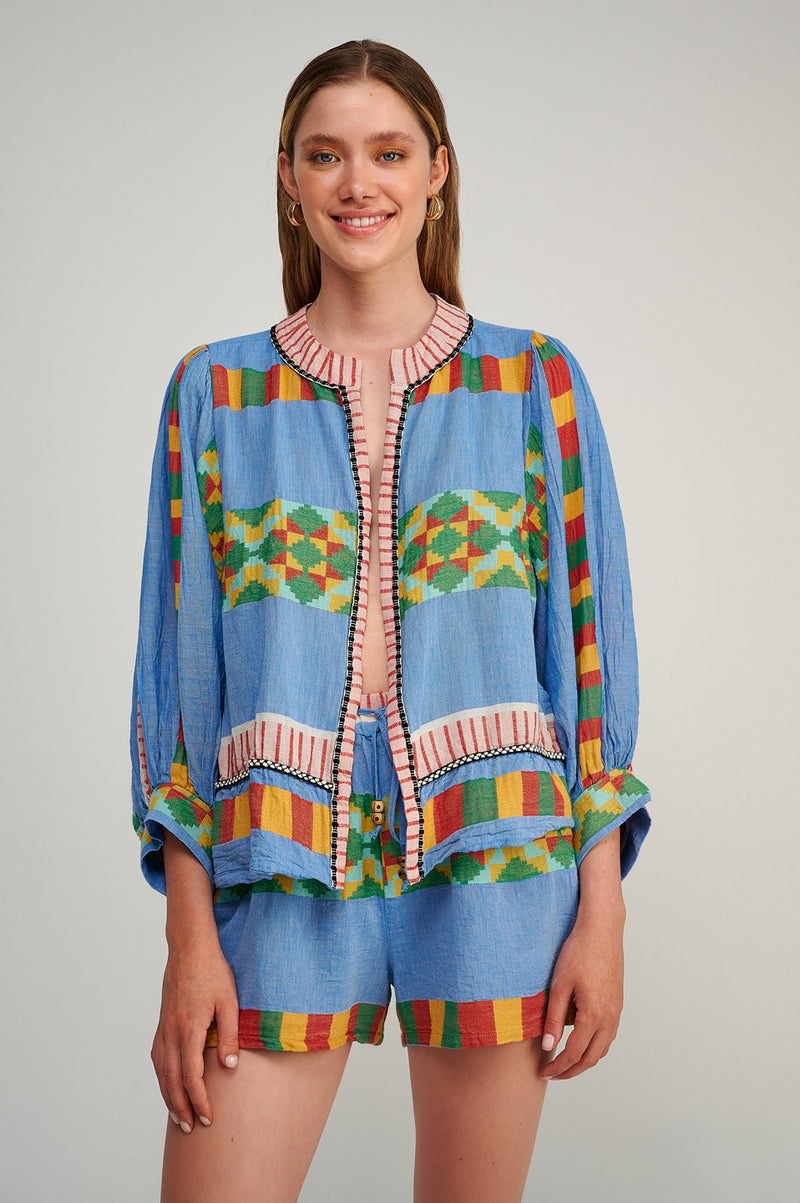 Pearl & Caviar Zakar Shrug - Blue