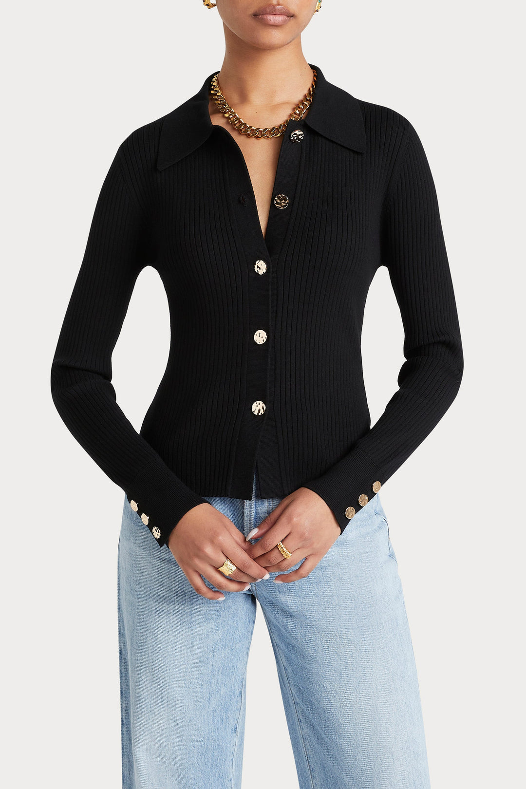 Husk RIB CARDI - Black