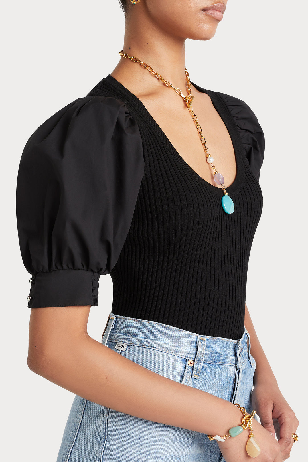 Husk SCOOP NECK - Black