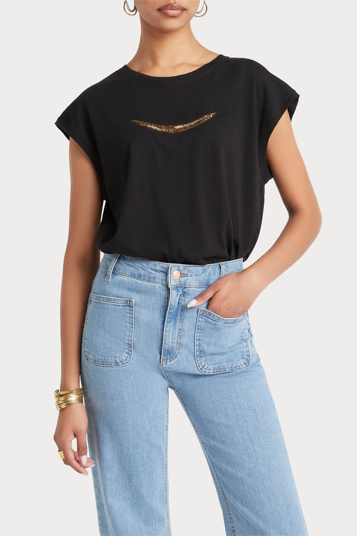 Husk BEADED TEE - Black