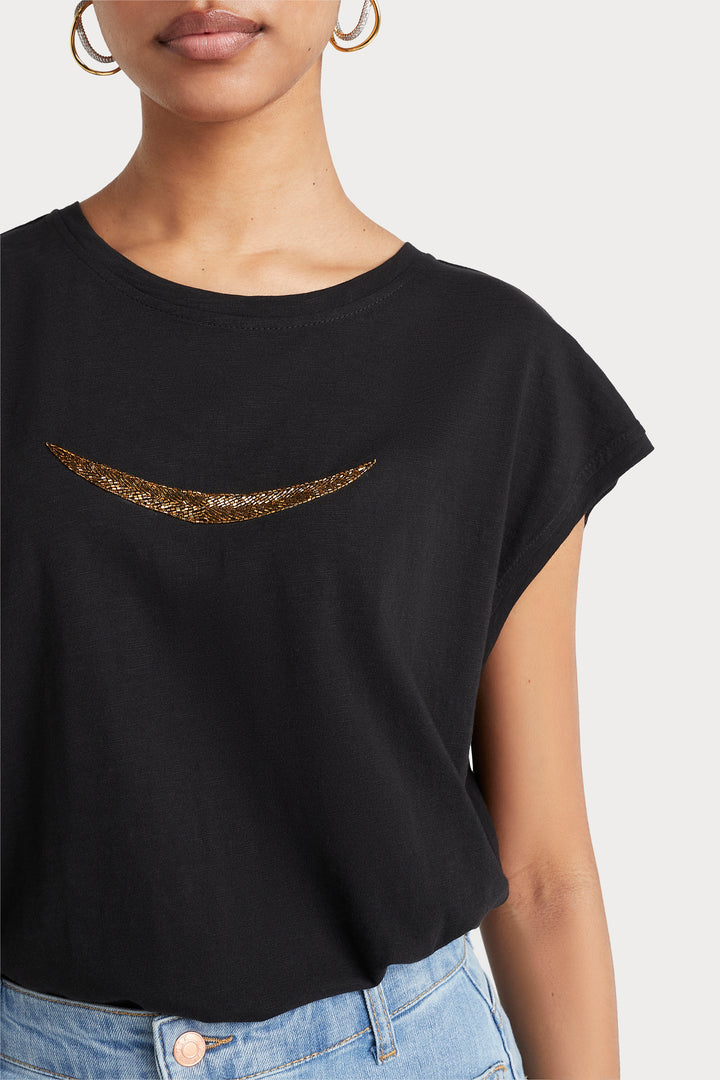 Husk BEADED TEE - Black