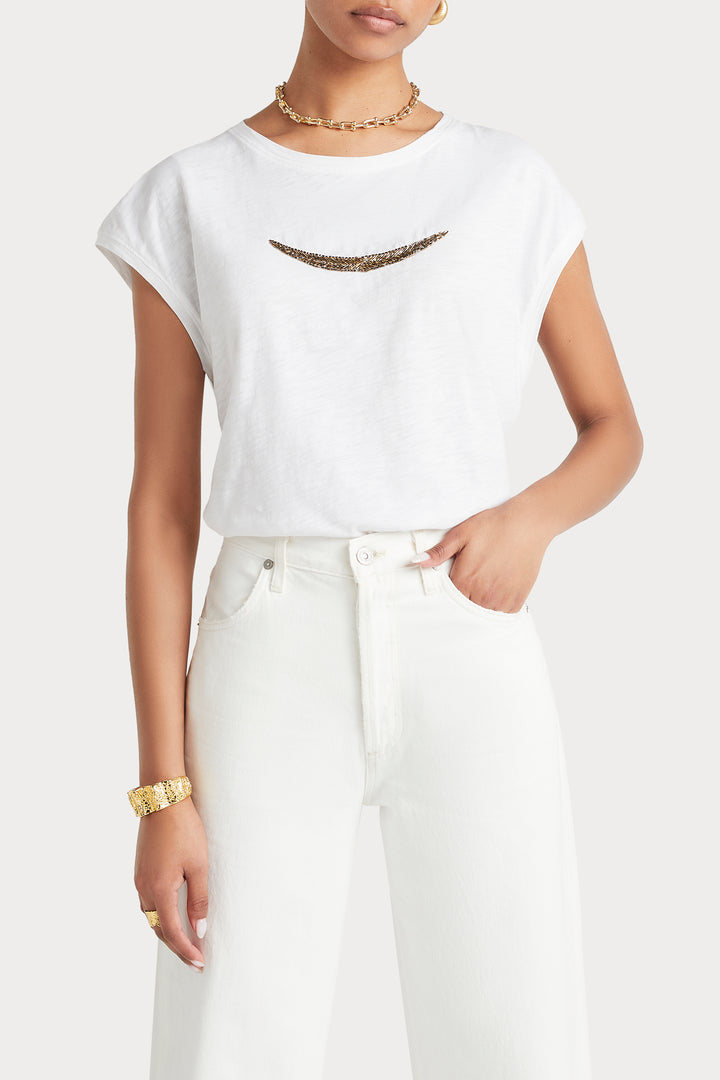 Husk BEADED TEE - White