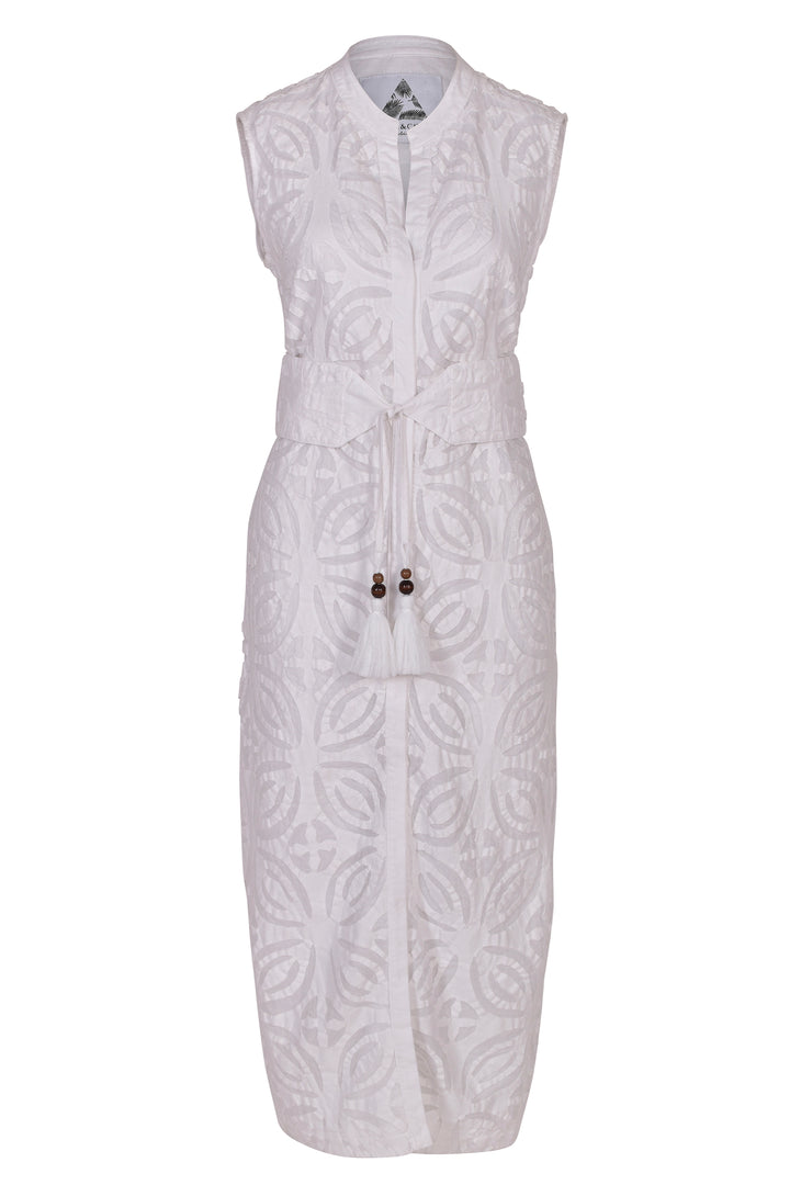 Pearl & Caviar Belted Dress - White