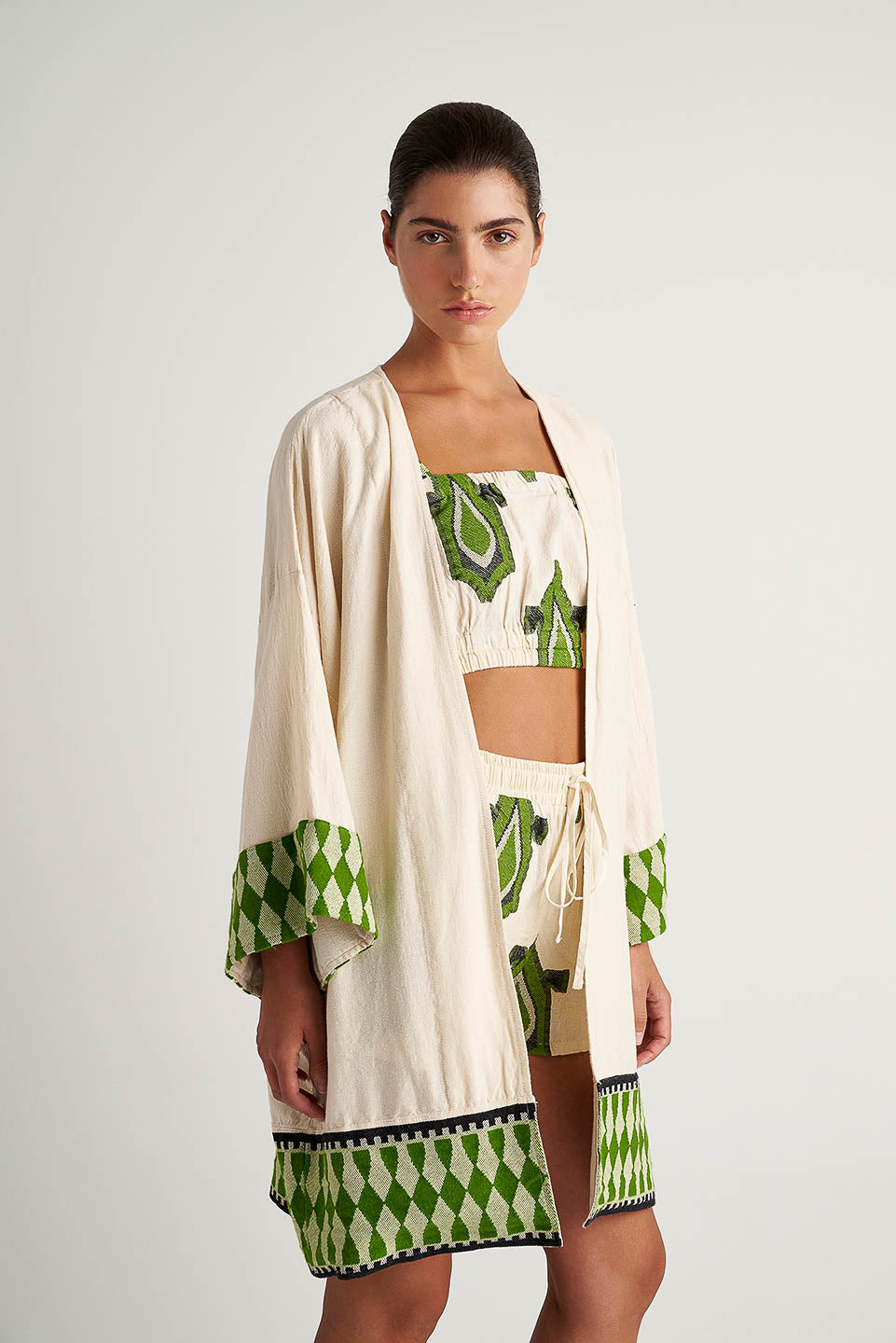 Pearl & Caviar Zakar Kimono - Green