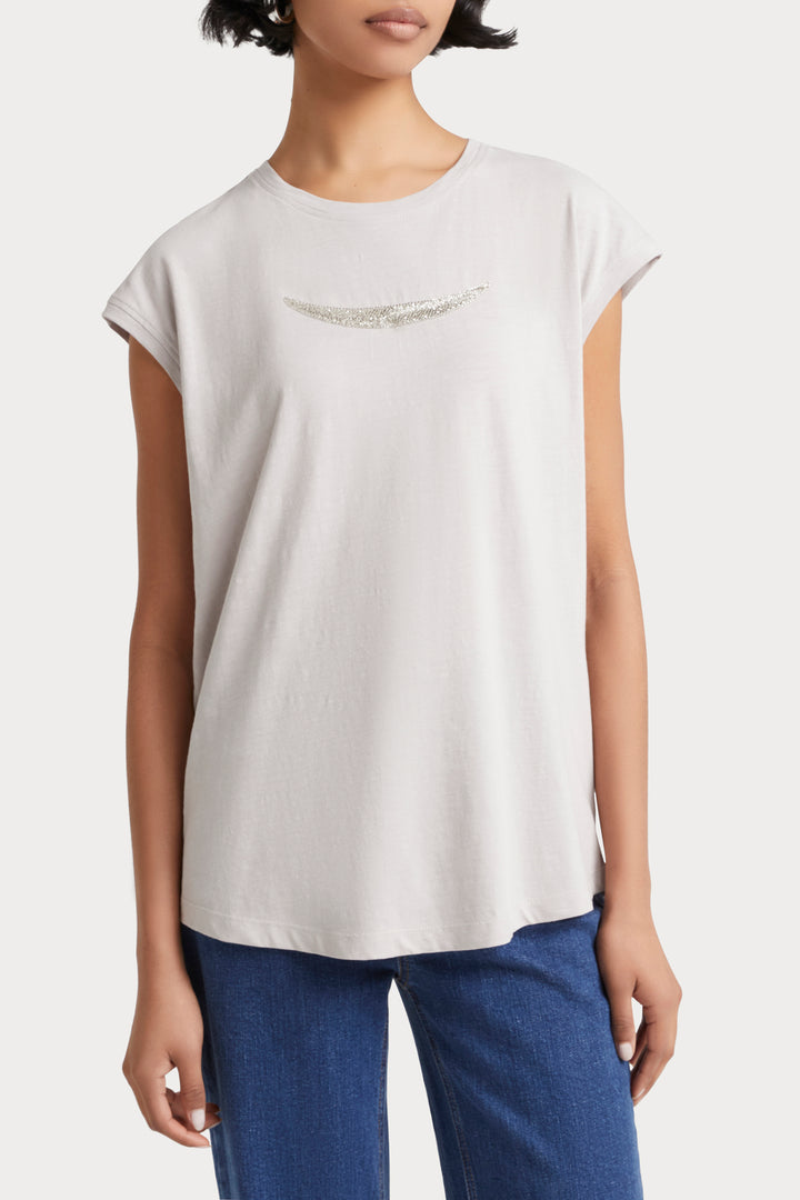 Husk Beaded Tee - Putty