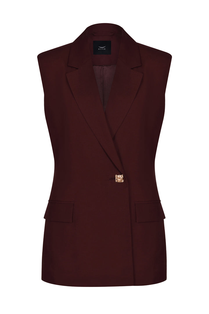 Husk Talia Gilet - Chestnut