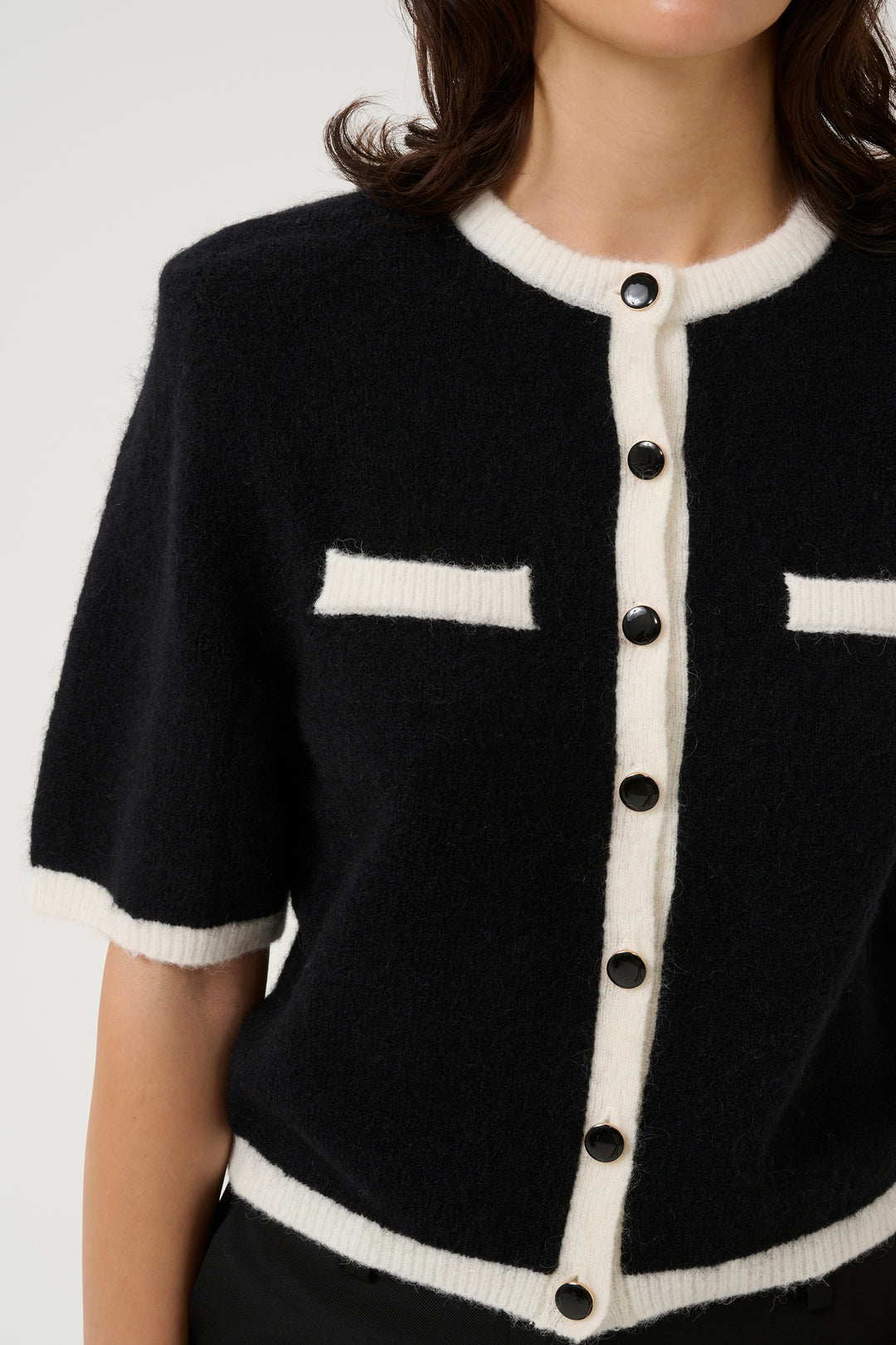 Gestuz Contrast Cardi - Black