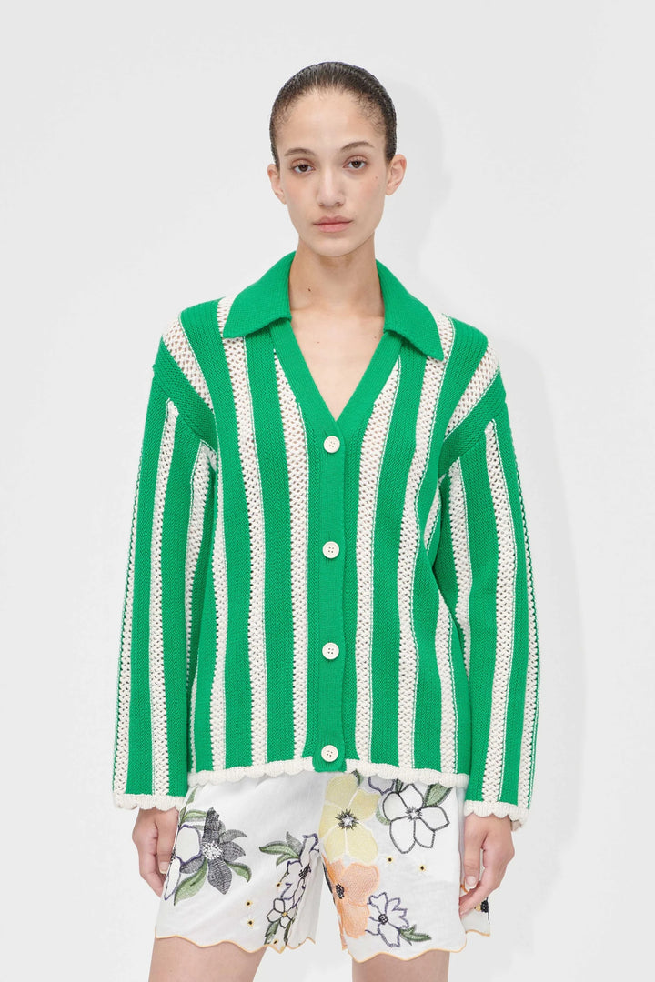 Stine Goya Collar Cardi - Stripe