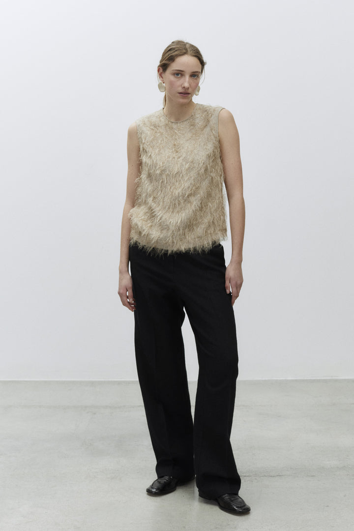 Alysi Fringe Top - Sand