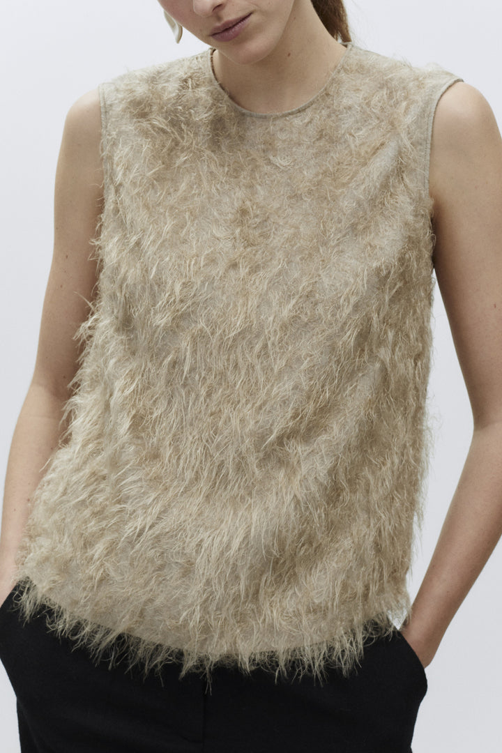 Alysi Fringe Top - Sand