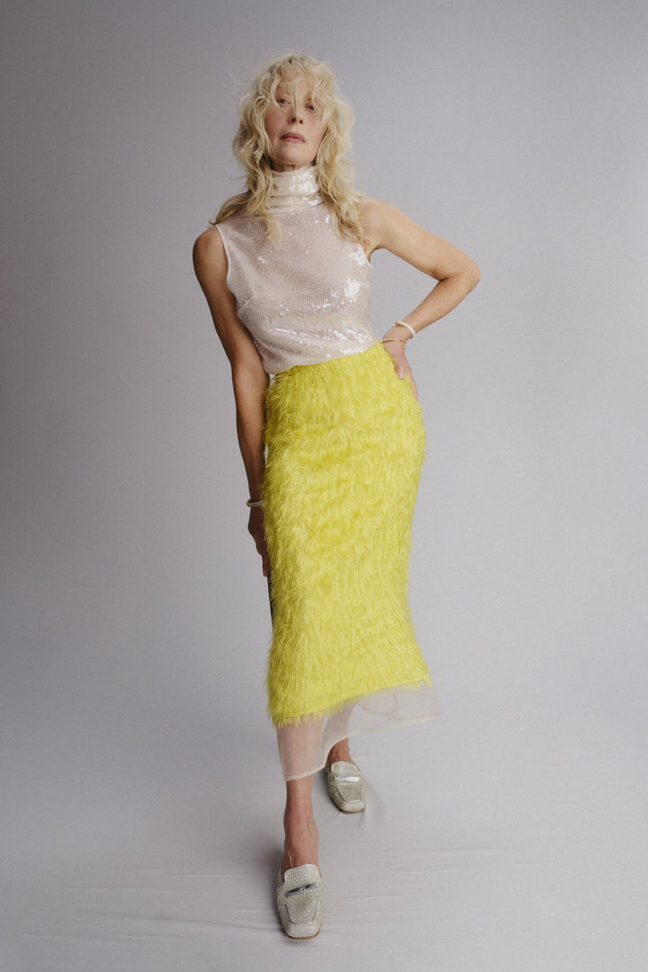 Alysi Fringe Skirt - Lemon