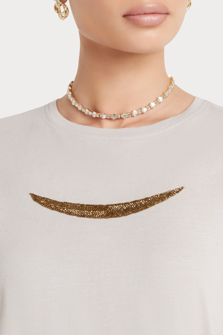 Husk Beaded Tee - Putty