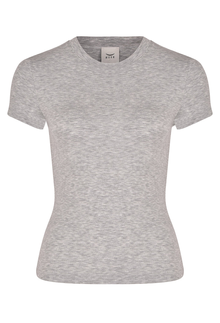 Husk Rib Tee - Grey Marle