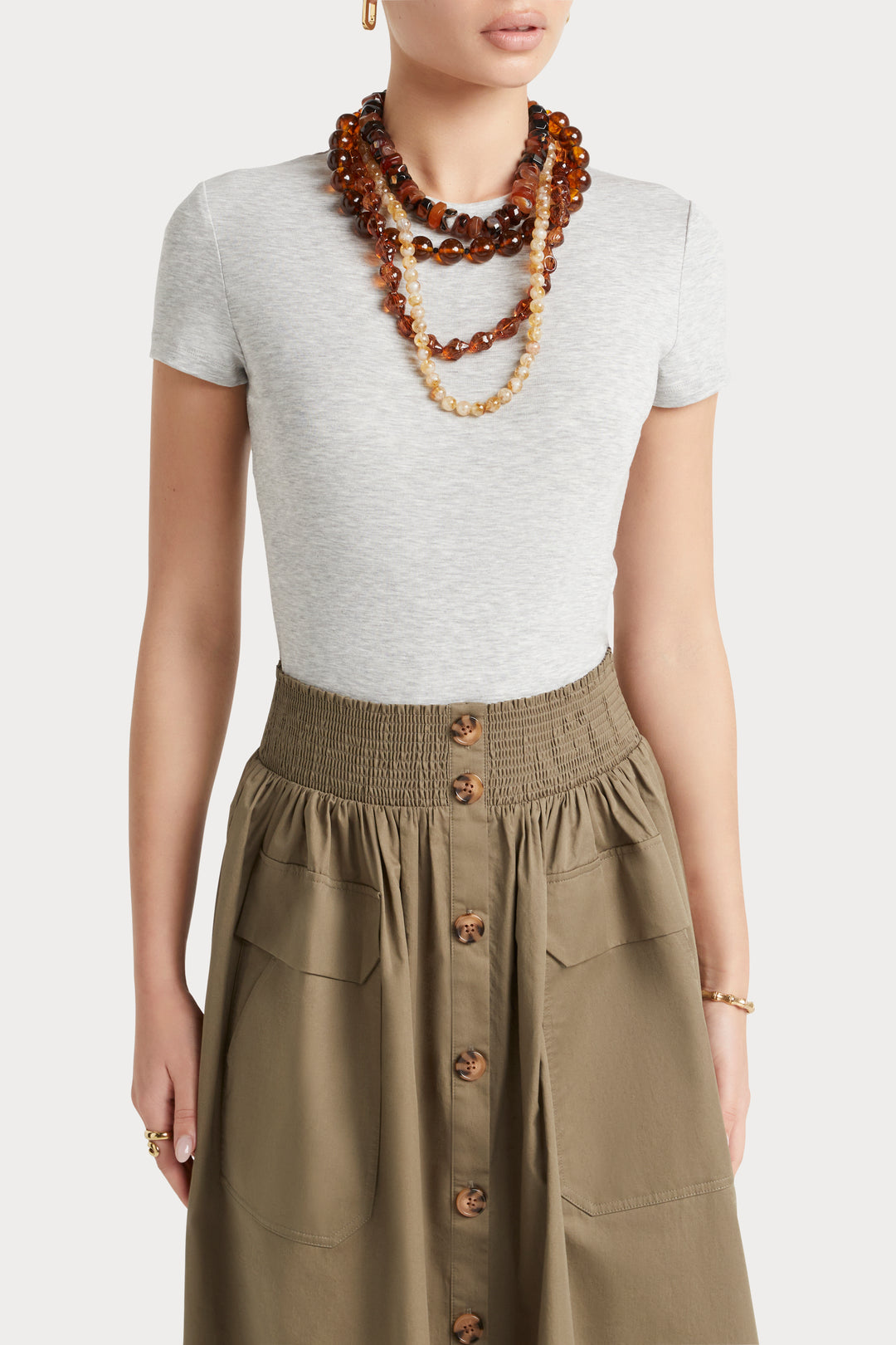 Husk Rib Tee - Grey Marle