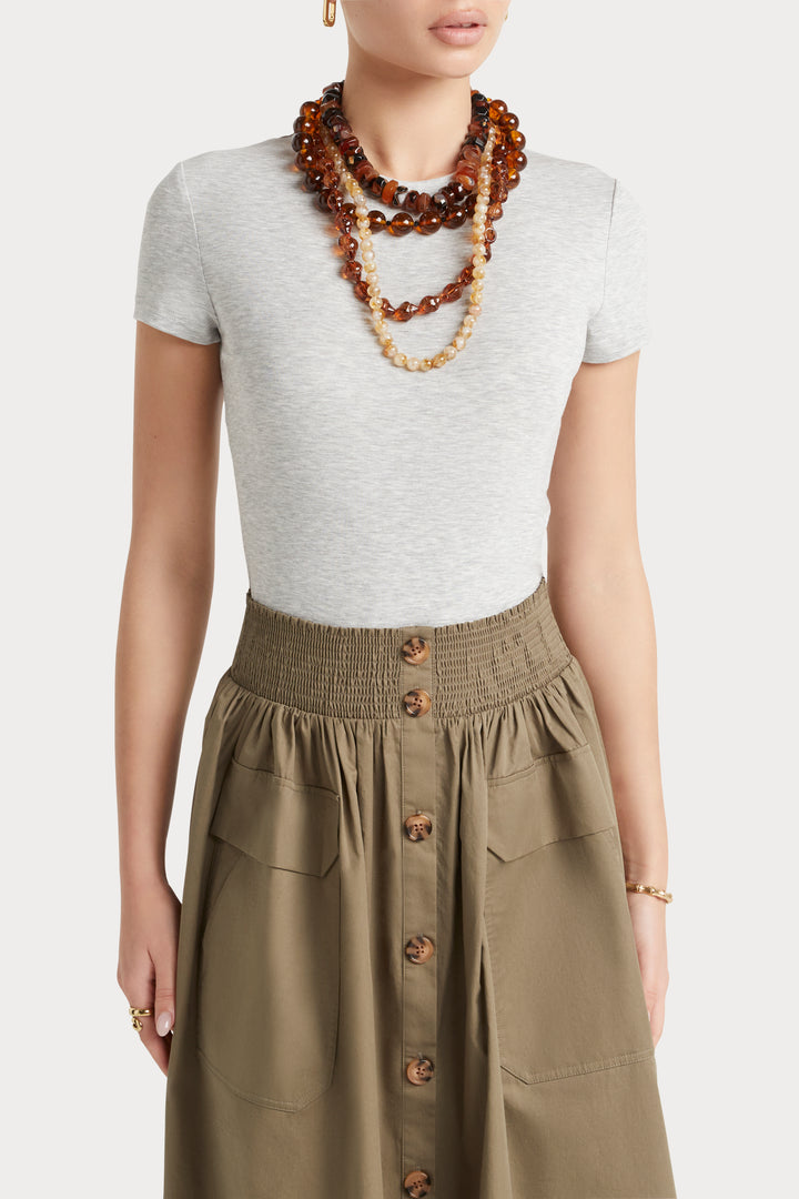 Husk Rib Tee - Grey Marle
