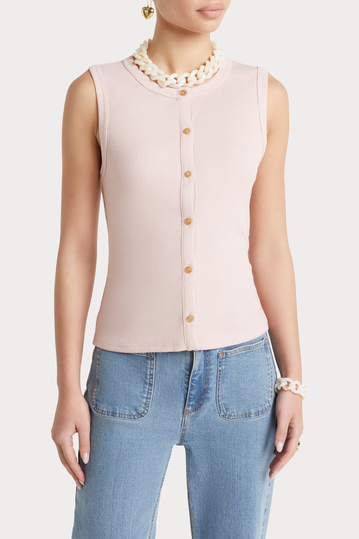 Husk Button Thru Tank - Blush