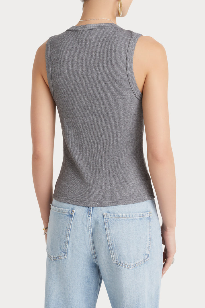 Husk Button Thru Tank - Grey Marle