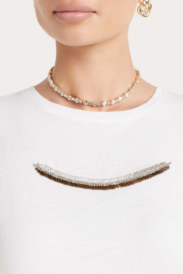 Husk Beaded Tee - White