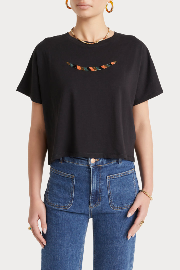 Husk Beaded Tee - Black