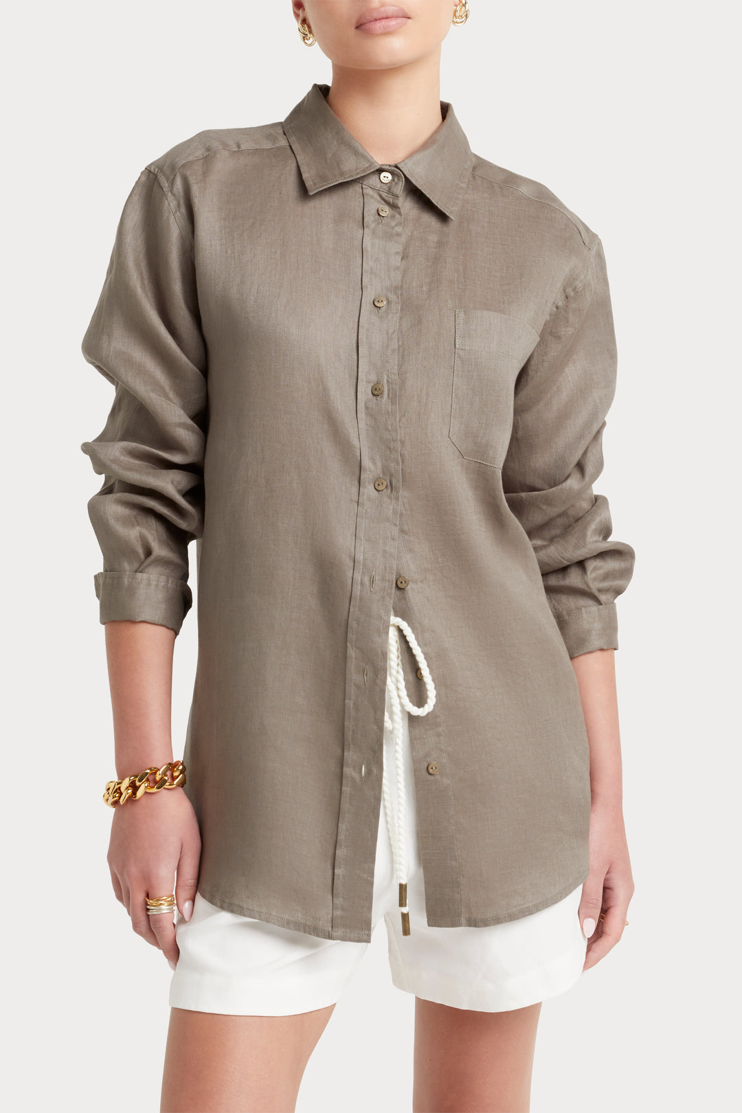 Husk Linen shirt - Khaki