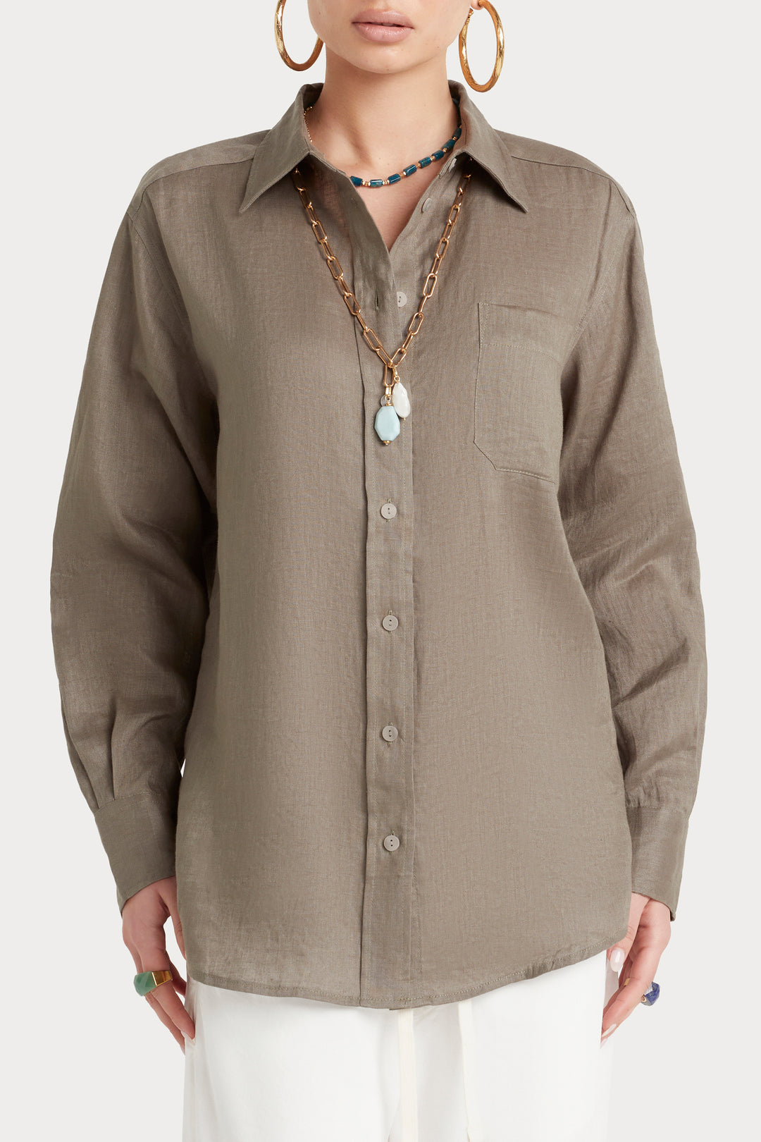 Husk Linen shirt - Khaki