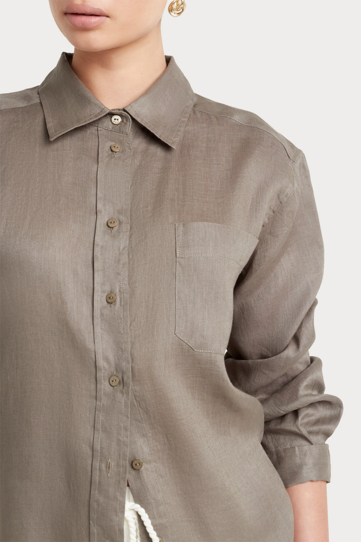 Husk Linen shirt - Khaki