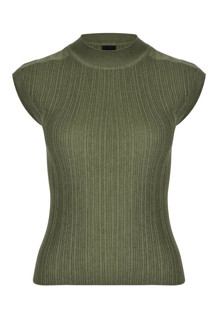 Husk Stripe Rib Knit - Khaki