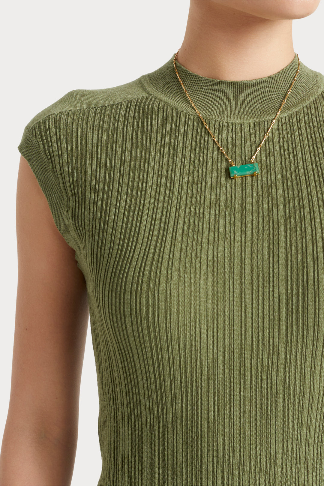 Husk Stripe Rib Knit - Khaki