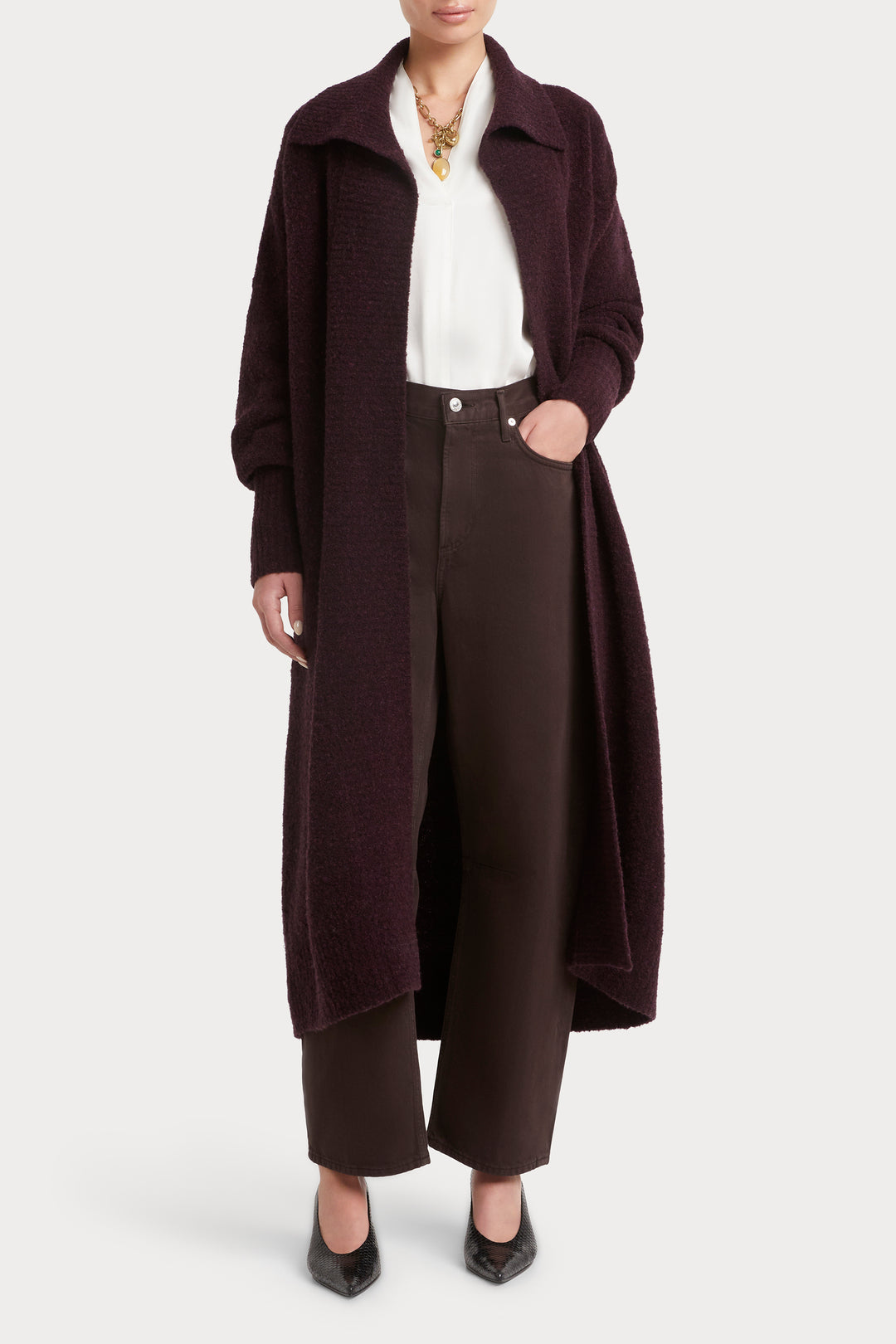 Husk Long Boucle Cardigan