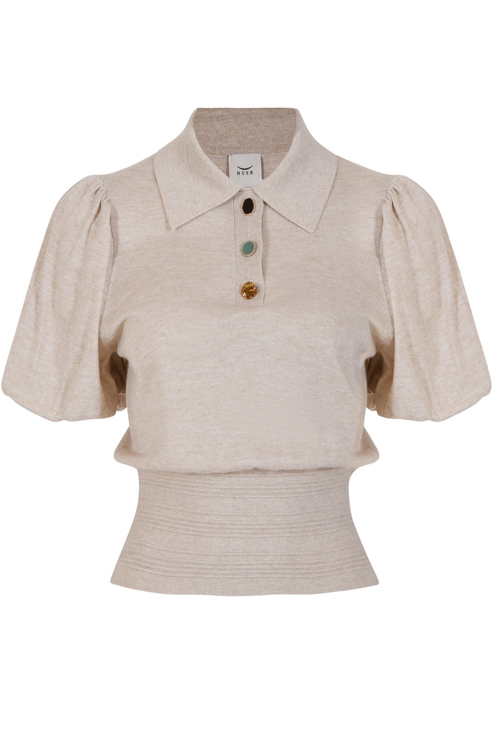 Husk Puff Sleeve Polo Knit