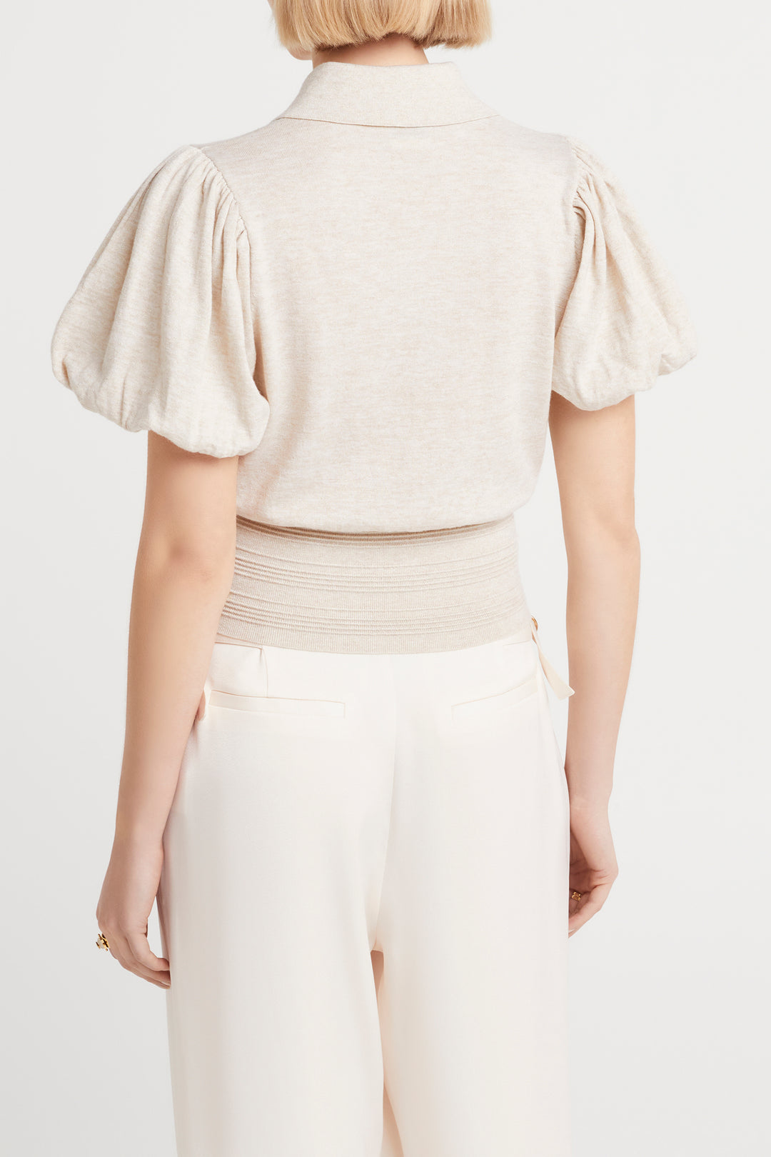 Husk Puff Sleeve Polo Knit