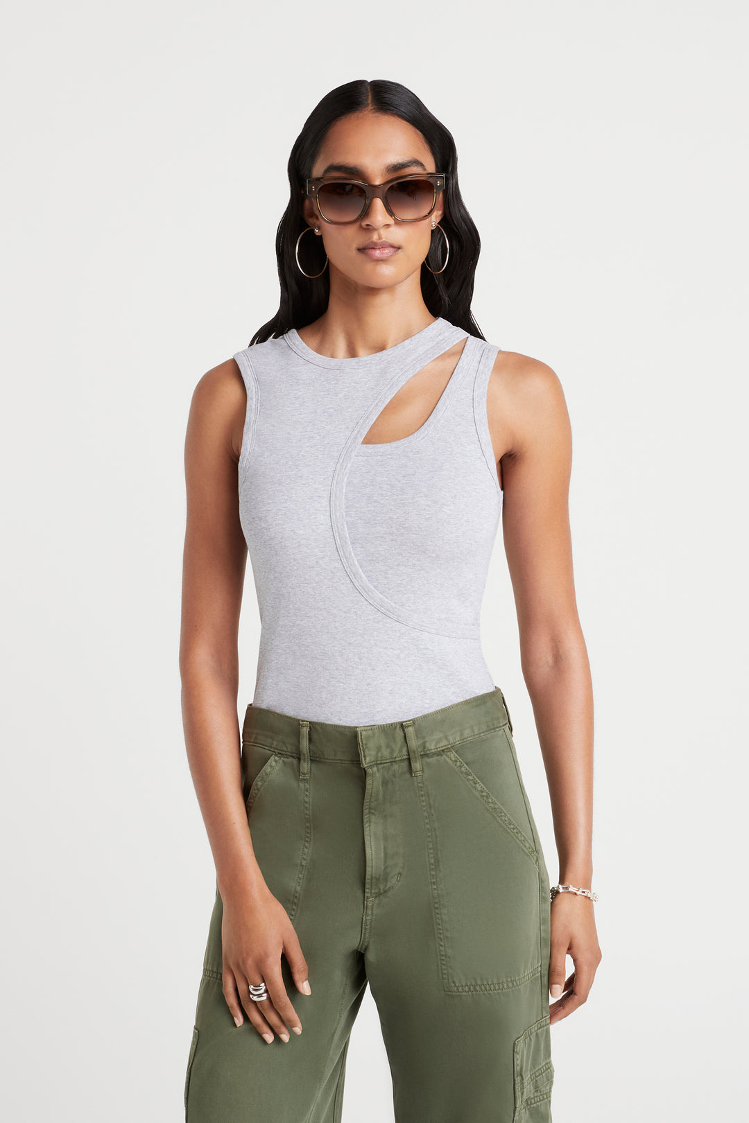 Husk Layered Tank - Grey Marle