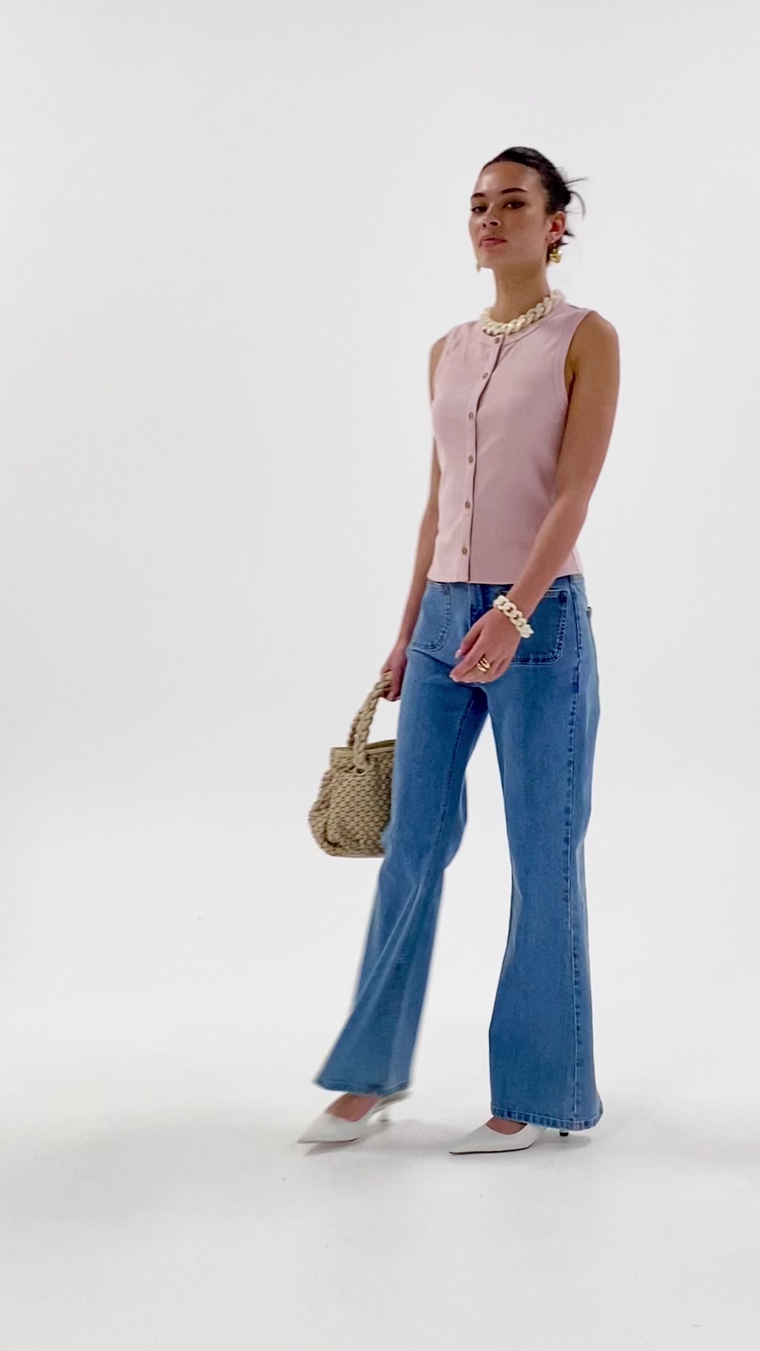 Husk Button Thru Tank - Blush