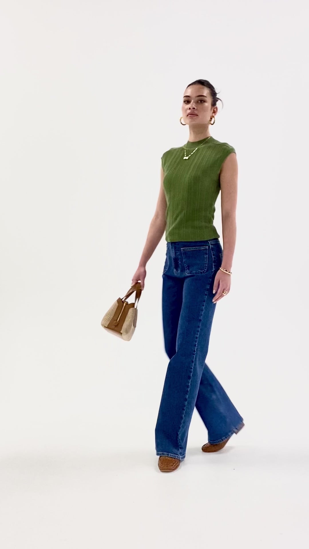 Husk Stripe Rib Knit - Khaki