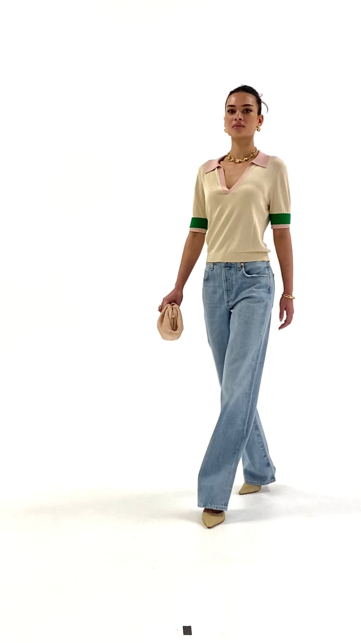 Husk Knit Cuff Polo - Marshmallow