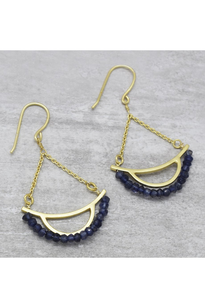 Husk Iolite Earring - Gold