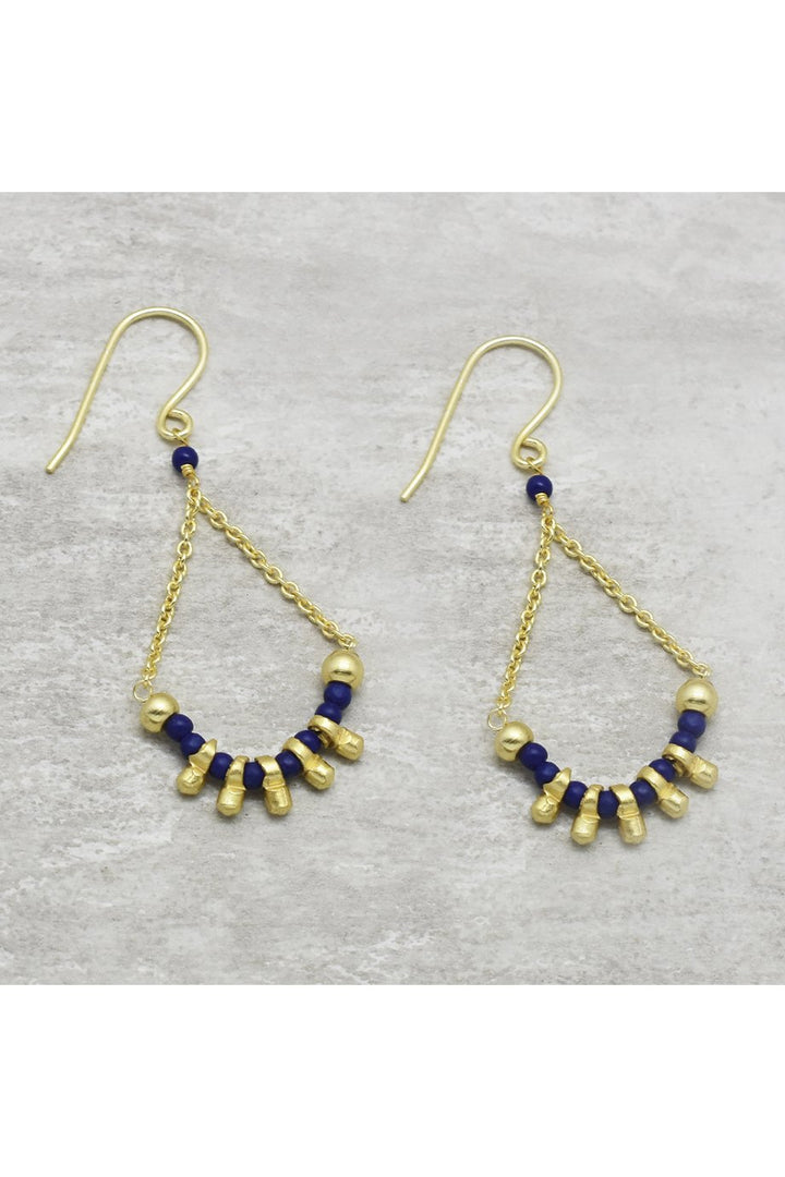 Husk Lapis Earring - Gold