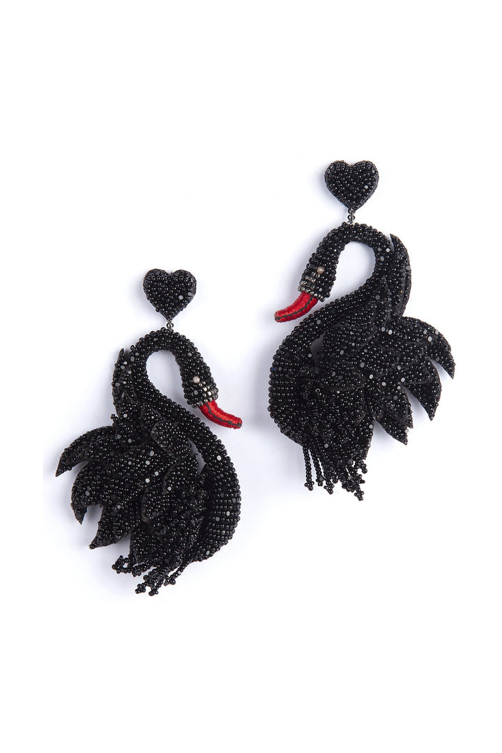 Deepa Gurnani Swan Earring - Black