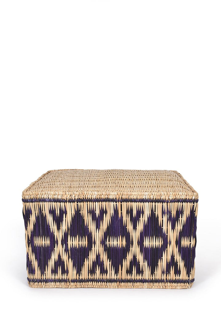 Husk Rattan Ottoman - Black