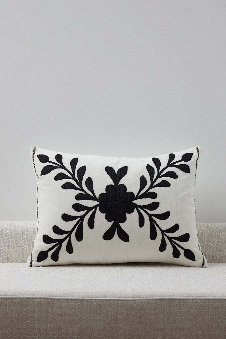 Husk Flora Cushion - White