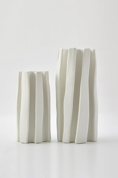 Husk Pleat Vase - Ivory